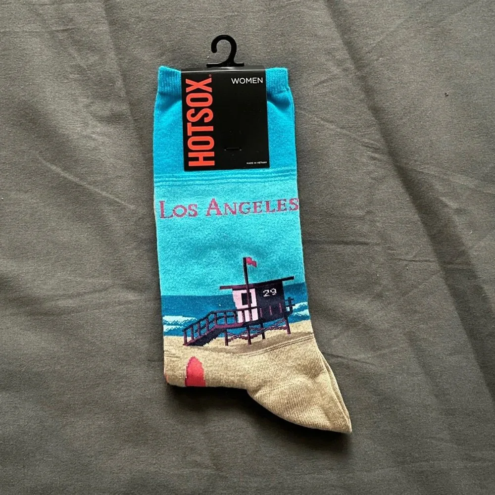 HOTSOX Women's Los Angeles California Crew Socks - Beach Themed